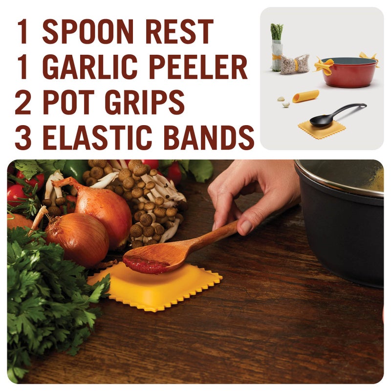 Monkey Business Pasta Grande - Fun Pasta Shaped Silicone Kitchen Tools in a Gift Box / 4 of our Pasta-shaped kitchen gadgets in one festive giftbox/Farfalloni, Ravioli, Penneli & Mafaldine/by Monkey Business - Image 3